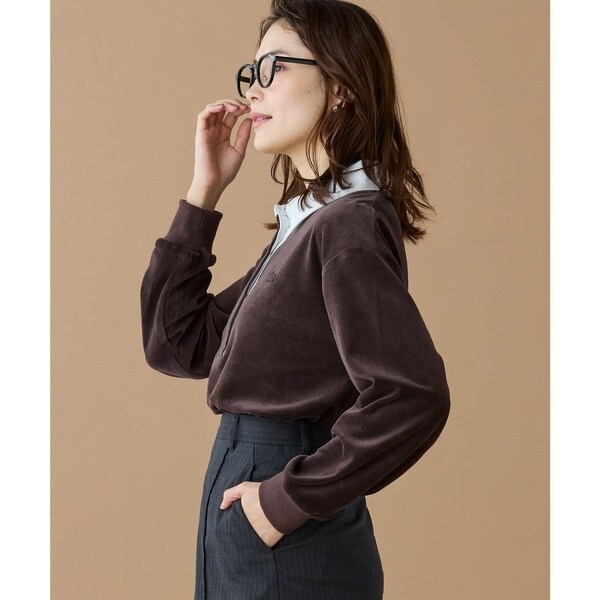 ラコステ（LACOSTE）/ルーズシルエット サイドスリット ベロアポロシャツ_4