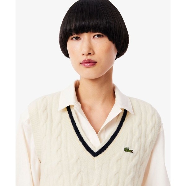 ラコステ（LACOSTE）/ウール×ナイロン エッセンシャル チルデンニットベスト_1