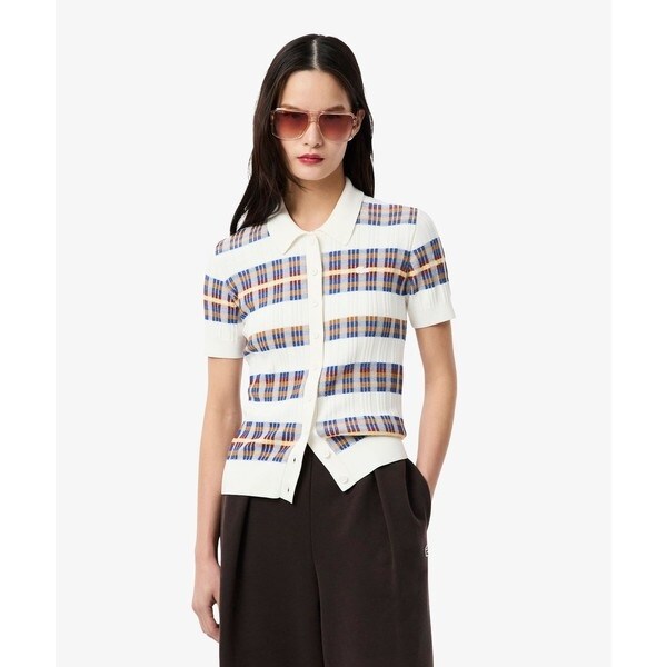 ラコステ（LACOSTE）/マルチカラーリブニットシャツ