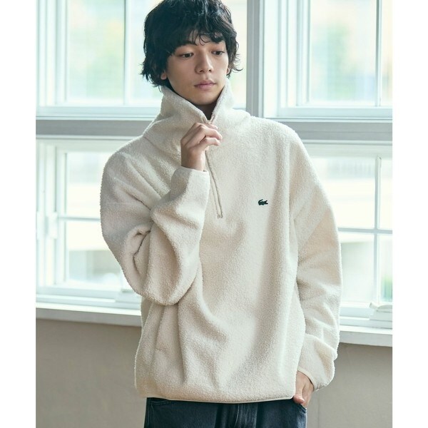 ラコステ（LACOSTE）/ハイネックハーフジップ オーバーサイズブークレフリースブルゾン