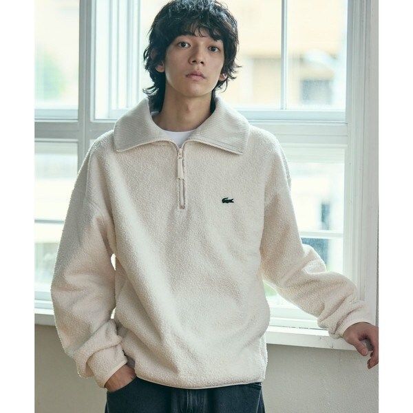 ラコステ（LACOSTE）/ハイネックハーフジップ オーバーサイズブークレフリースブルゾン_2