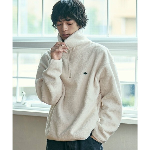 ラコステ（LACOSTE）/ハイネックハーフジップ オーバーサイズブークレフリースブルゾン_3