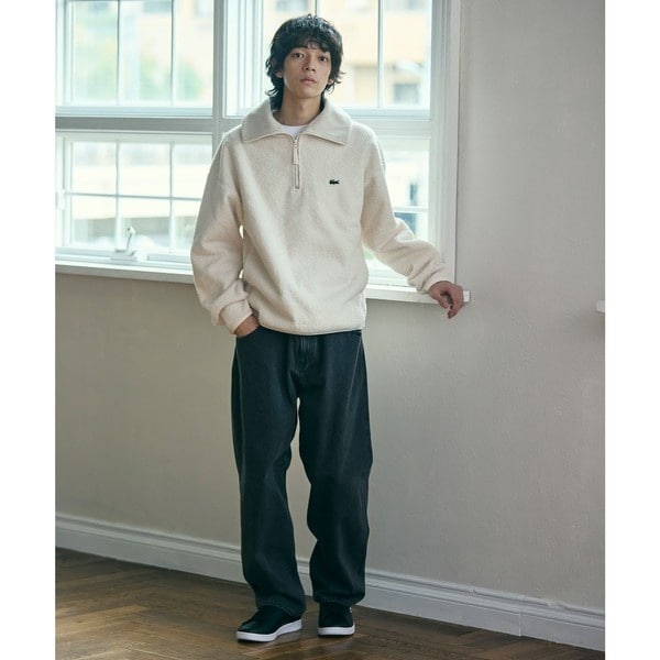 ラコステ（LACOSTE）/ハイネックハーフジップ オーバーサイズブークレフリースブルゾン_6