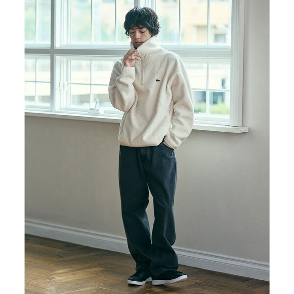 ラコステ（LACOSTE）/ハイネックハーフジップ オーバーサイズブークレフリースブルゾン_9