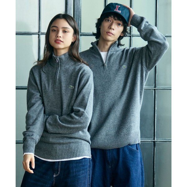 ラコステ（LACOSTE）/ハイネックハーフジップ ウールニットセーター