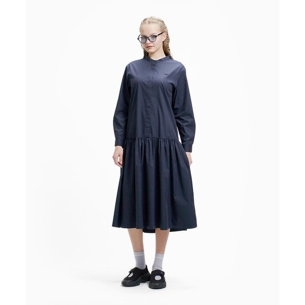 ラコステ（LACOSTE）/バンドカラーロングシャツドレス / ストライプシャツワンピース_1