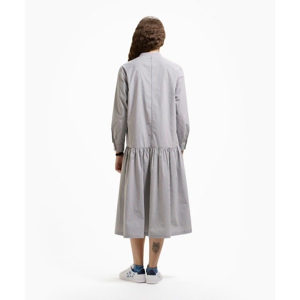 ラコステ（LACOSTE）/バンドカラーロングシャツドレス / ストライプシャツワンピース_4