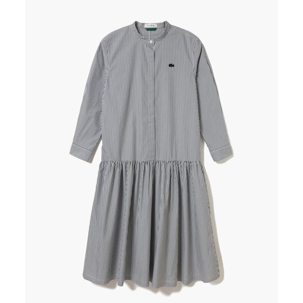 ラコステ（LACOSTE）/バンドカラーロングシャツドレス / ストライプシャツワンピース_6