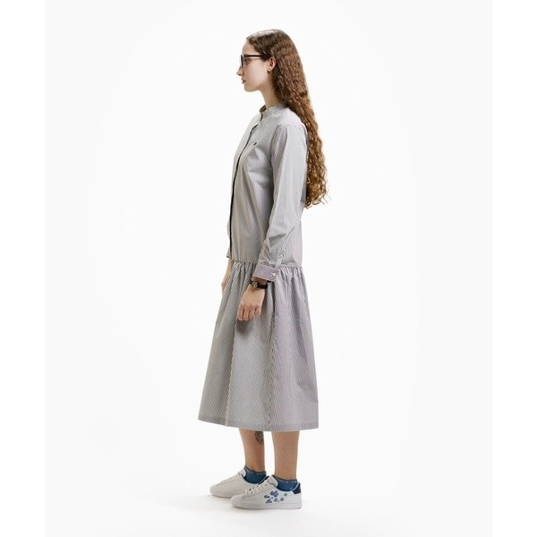 ラコステ（LACOSTE）/バンドカラーロングシャツドレス / ストライプシャツワンピース_7