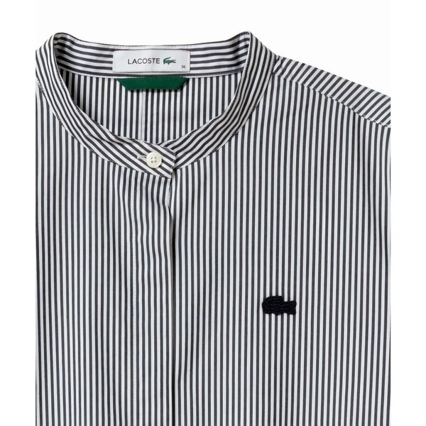 ラコステ（LACOSTE）/バンドカラーロングシャツドレス / ストライプシャツワンピース_10