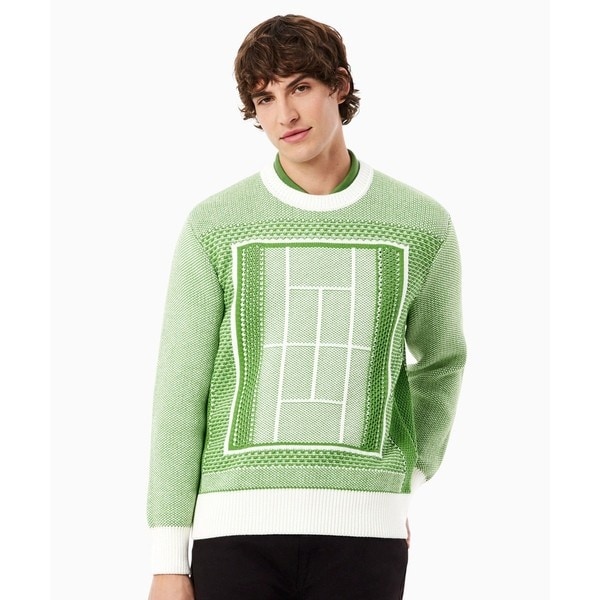 ラコステ（LACOSTE）/テニスコートモチーフ ジャカードニットセーター
