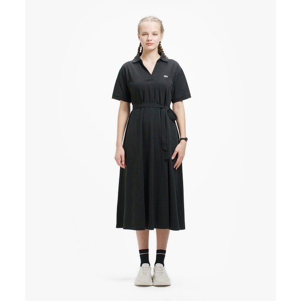 ラコステ（LACOSTE）/スキッパーネックポロドレス / マキシ丈フレア