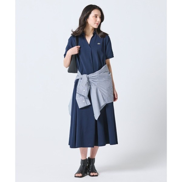 LACOSTE ラコステ ポロフレアーワンピース ラコステ（LACOSTE）/スキッパーネックポロドレス / マキシ丈フレア