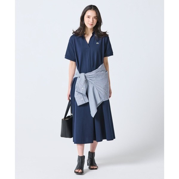 LACOSTE ラコステ ポロフレアーワンピース ラコステ（LACOSTE）/スキッパーネックポロドレス / マキシ丈フレア