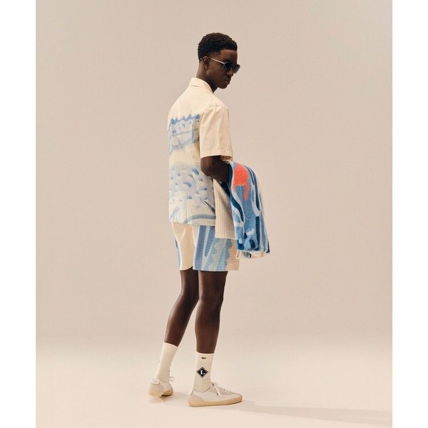 【NEW】ラコステ（LACOSTE）/ストライプ&ワニグラフィック オープンカラーシャツ_2