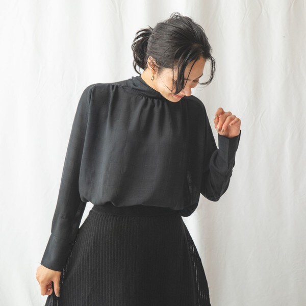 ナラカミーチェ シャドードットサイドボウタイブラウス 極美品24200円