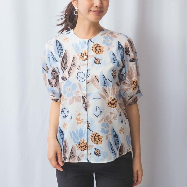 ナラカミーチェ（NARACAMICIE）/【NARACAMICIE】2WAYボタニカルプリントギャザー袖ブラウス