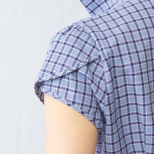 ナラカミーチェ（NARACAMICIE）/チェックスタンドカラー半袖シャツの