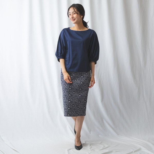 ナラカミーチェ/コットンストレッチボートネックブラウス