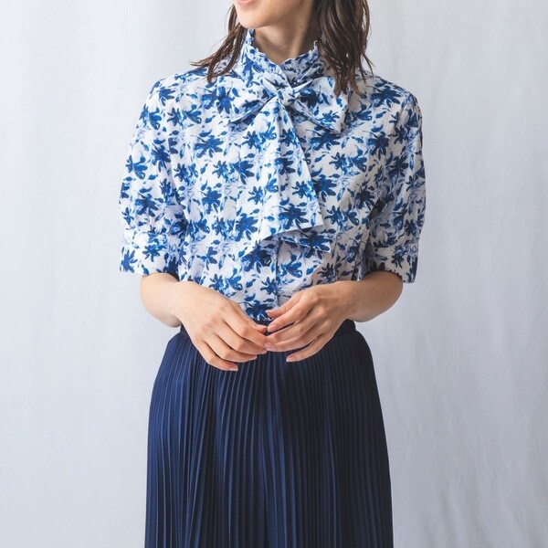 ナラカミーチェ（NARACAMICIE）/プリントボウタイ半袖シャツ