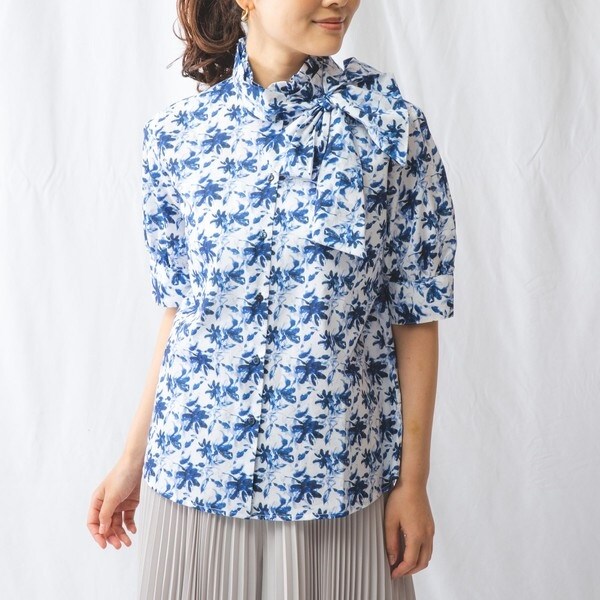 ナラカミーチェ（NARACAMICIE）/プリントボウタイ半袖シャツ