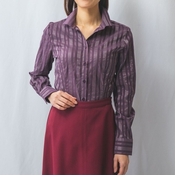 ナラカミーチェ（NARACAMICIE）/ダークカラーストライプスタンドカラーシャツ