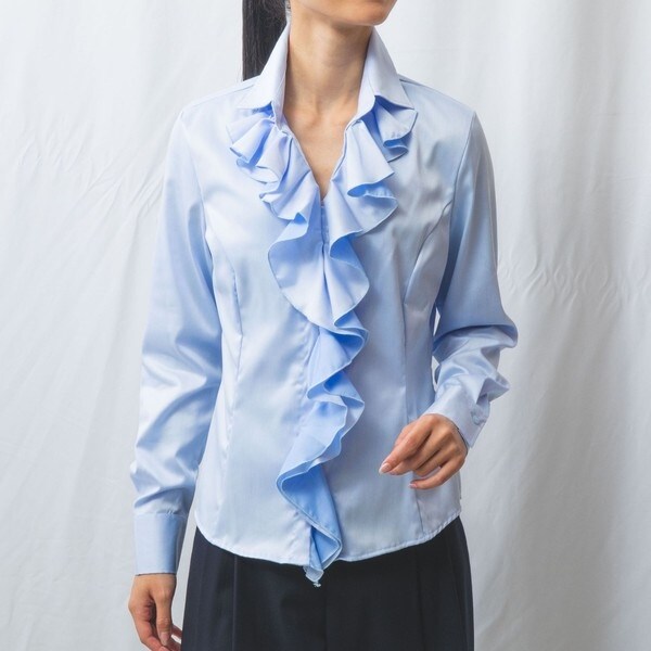 ナラカミーチェ（NARACAMICIE）/コットンツイル衿付きフリルブラウス