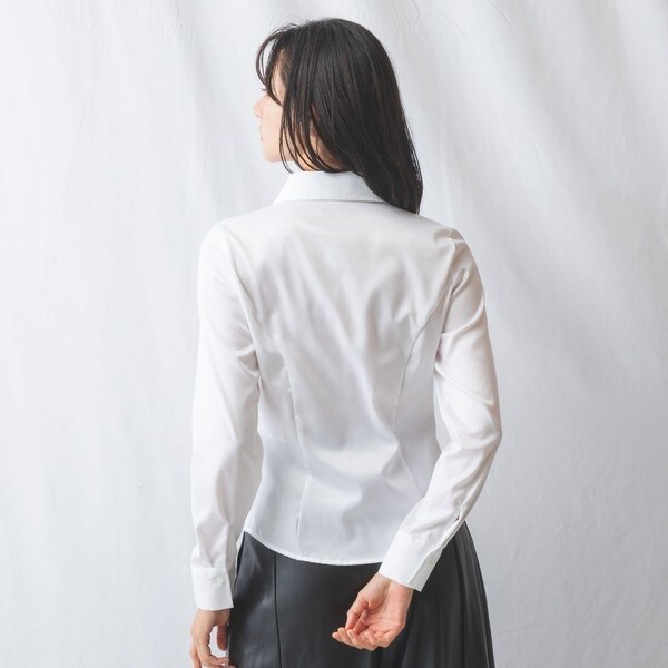 ナラカミーチェ（NARACAMICIE）/コットンツイル衿付きフリルブラウス