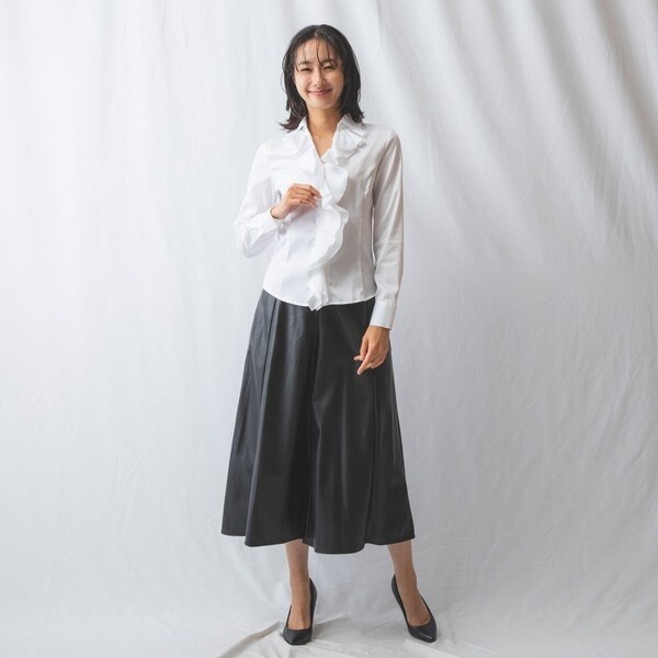 ナラカミーチェ（NARACAMICIE）/コットンツイル衿付きフリルブラウス