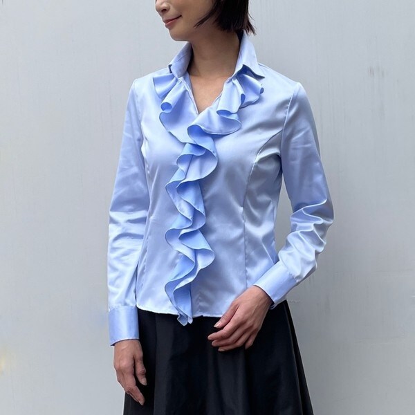 ナラカミーチェ（NARACAMICIE）/コットンツイル衿付きフリルブラウス