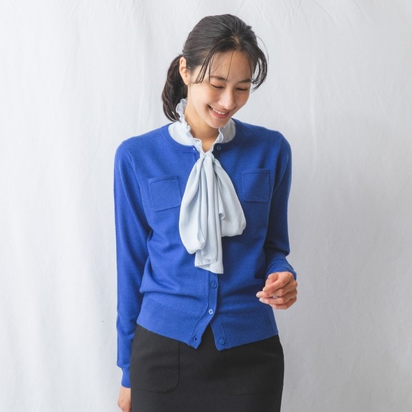 ナラカミーチェ（NARACAMICIE）/Ｗポケットウール混長袖カーディガン