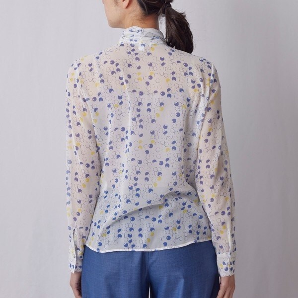 美品■ナラカミーチェ■バブルドットシフォンスタンドボウタイブラウス■ネイビー■M バブルドットシフォンスタンドボウタイブラウス(1(M)9号