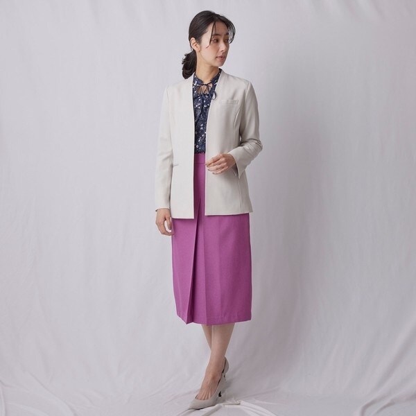 【NARACAMICIE】ジャケット NARACAMICIE】ブークレープチスタンドカラージャケット(0(S)7号