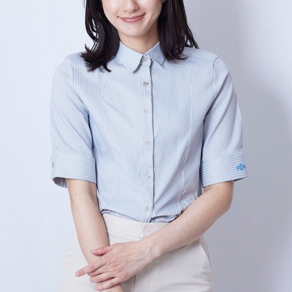 ナラカミーチェ（NARACAMICIE）/ストレッチストライプ半袖シャツの通販