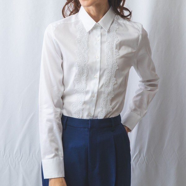 ナラカミーチェ（NARACAMICIE）/コットンツイルフロントレース長袖シャツ