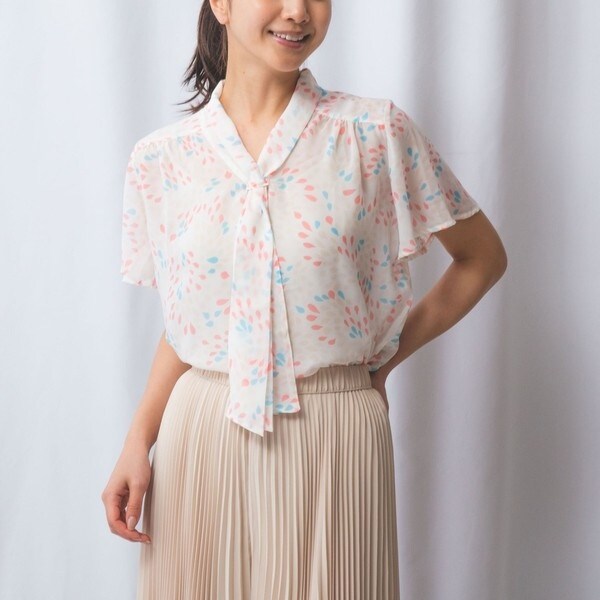 ナラカミーチェ（NARACAMICIE）/【NARACAMICIE】レインドロッププリントボウタイブラウス