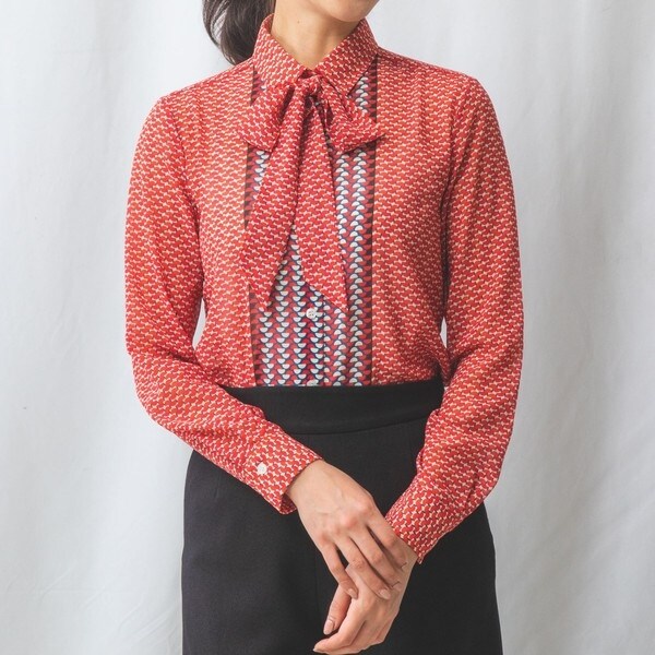 ナラカミーチェ（NARACAMICIE）/セミサークル幾何ボウタイ付きブラウス