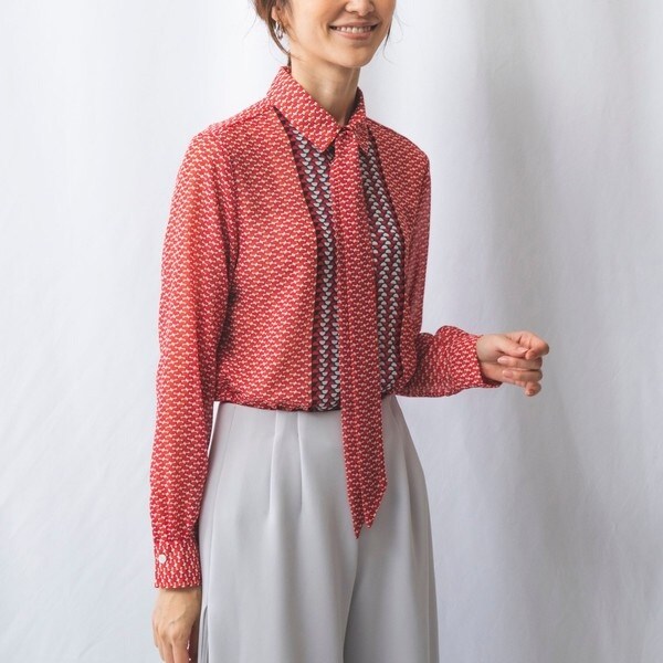 ナラカミーチェ（NARACAMICIE）/セミサークル幾何ボウタイ付きブラウス