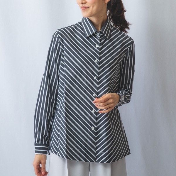 ナラカミーチェ（NARACAMICIE）/【NARACAMICIE】バイアスストライプブラウス