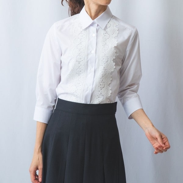 ナラカミーチェ（NARACAMICIE）/【NARACAMICIE】フロントレース七分丈シャツ