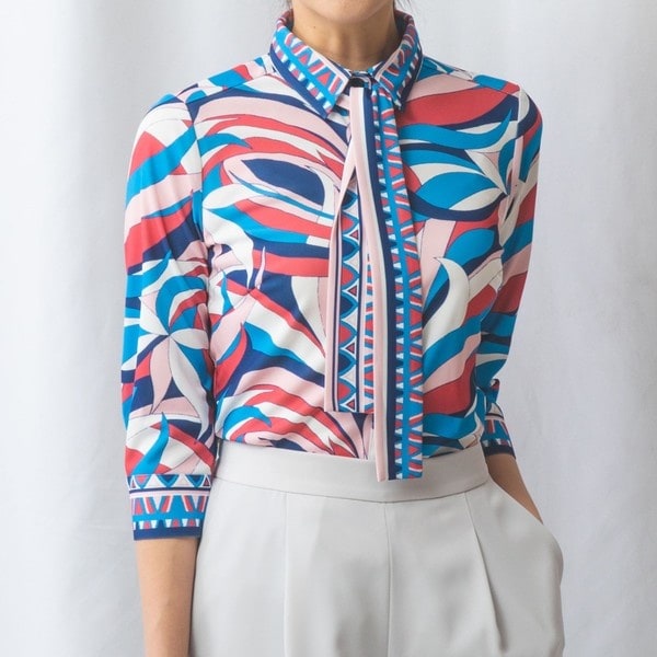 ナラカミーチェ（NARACAMICIE）/【NARACAMICIE】フラワーカモフラージュプリントリボンタイカットソー