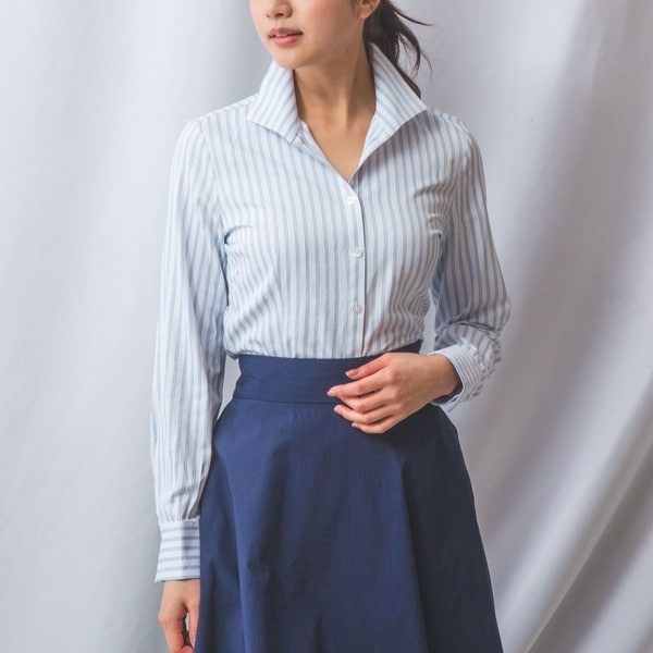 ナラカミーチェ（NARACAMICIE）/【NARACAMICIE】ストライプスタンド長袖シャツ