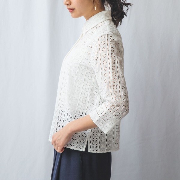 ナラカミーチェ（NARACAMICIE）/【NARACAMICIE】ラインフラワーレースシャツ ナラカミーチェ（NARACAMICIE）/【NARACAMICIE】ラインフラワーレース