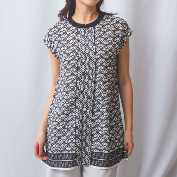 ナラカミーチェ（NARACAMICIE）/【NARACAMICIE】パネルペイズリー柄フレンチスリーブブラウス