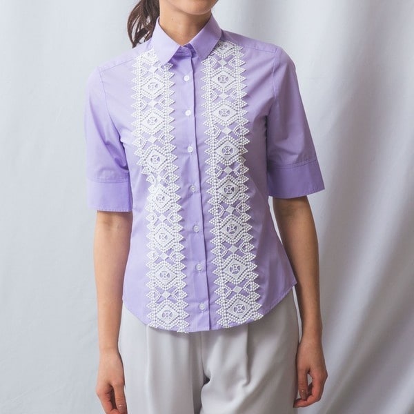 ナラカミーチェ（NARACAMICIE）/【NARACAMICIE】フロントレースストライプ半袖シャツ