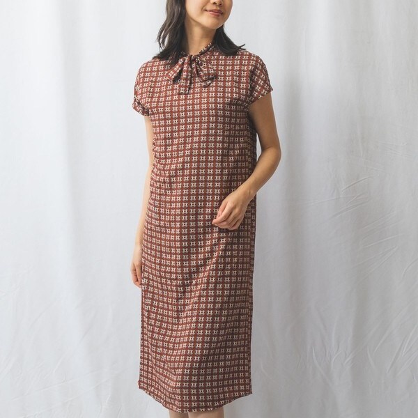 【未使用27500円】ナラカミーチェ♦現行品✨大きめ✨幾何柄ボウタイワンピース ナラカミーチェ（NARACAMICIE）/【NARACAMICIE】幾何柄プリント