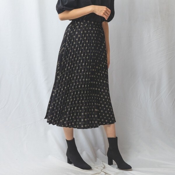 ナラカミーチェ（NARACAMICIE）/【NARACAMICIE】スクエアプリントロングプリーツスカート