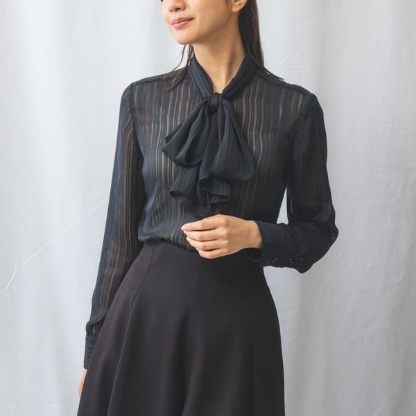 ナラカミーチェ（NARACAMICIE）/【NARACAMICIE】シャドウストライプボウタイ長袖ブラウスの通販は 9,636円