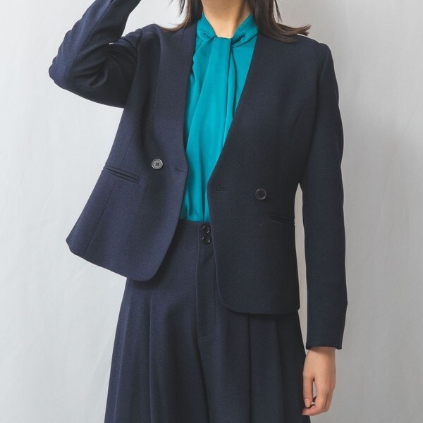 ナラカミーチェ（NARACAMICIE）/【NARACAMICIE】【セットアップスーツ対応】ダブルブレストノーカラージャケット