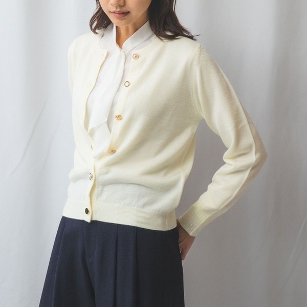 ナラカミーチェ（NARACAMICIE）/【NARACAMICIE】ビジューボタンクルーネックカーディガン